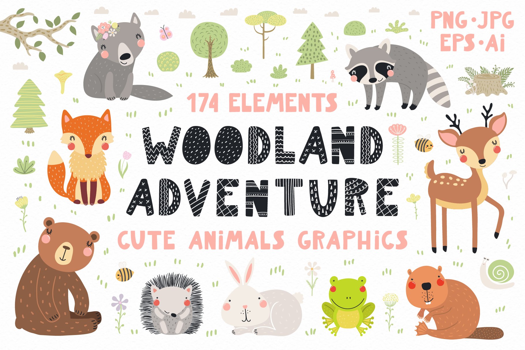 Cute Woodland Animals Art & Patterns cover image.