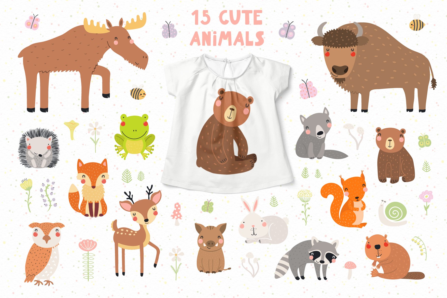 Cute Woodland Animals Art & Patterns preview image.