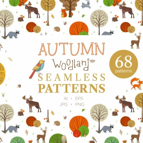 Autumn Woodland Seamless Patterns cover image.