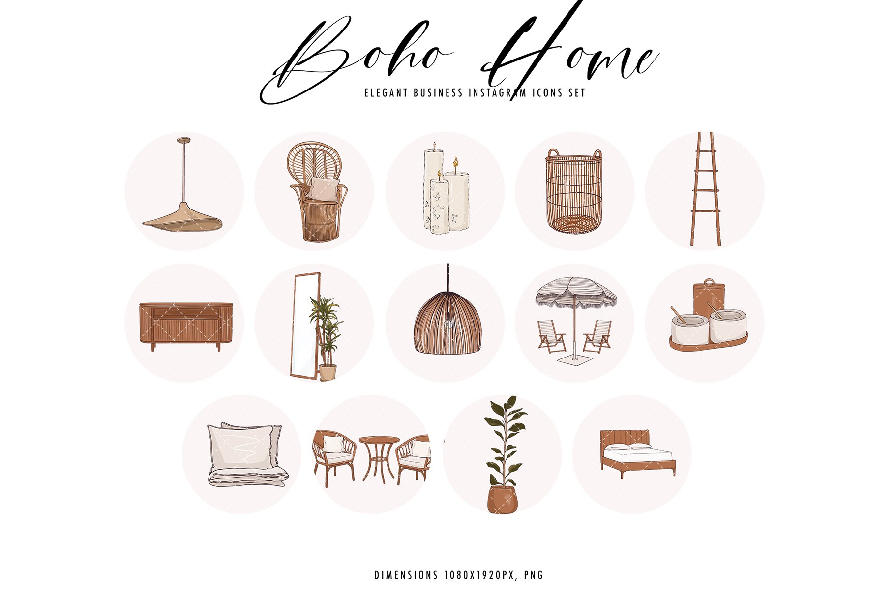 Boho home clipart preview image.