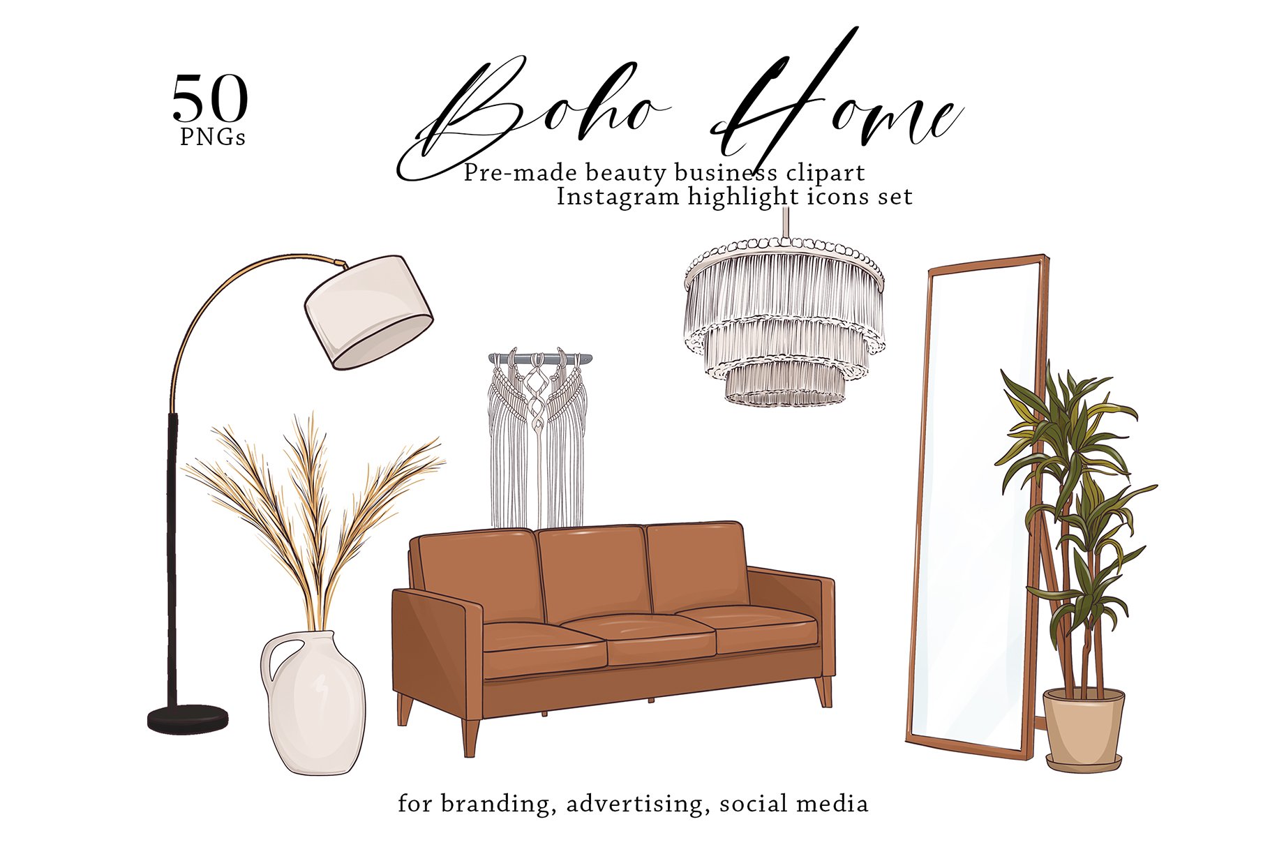 Boho home clipart cover image.