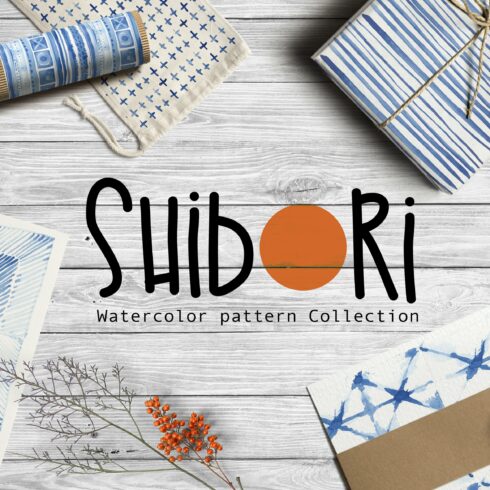 Shibori indigo watercolor collection cover image.
