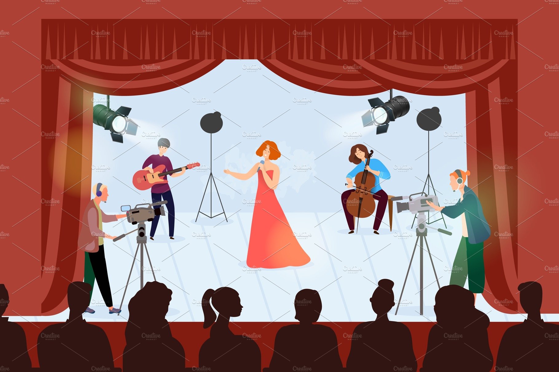 Musician group concert vector cover image.