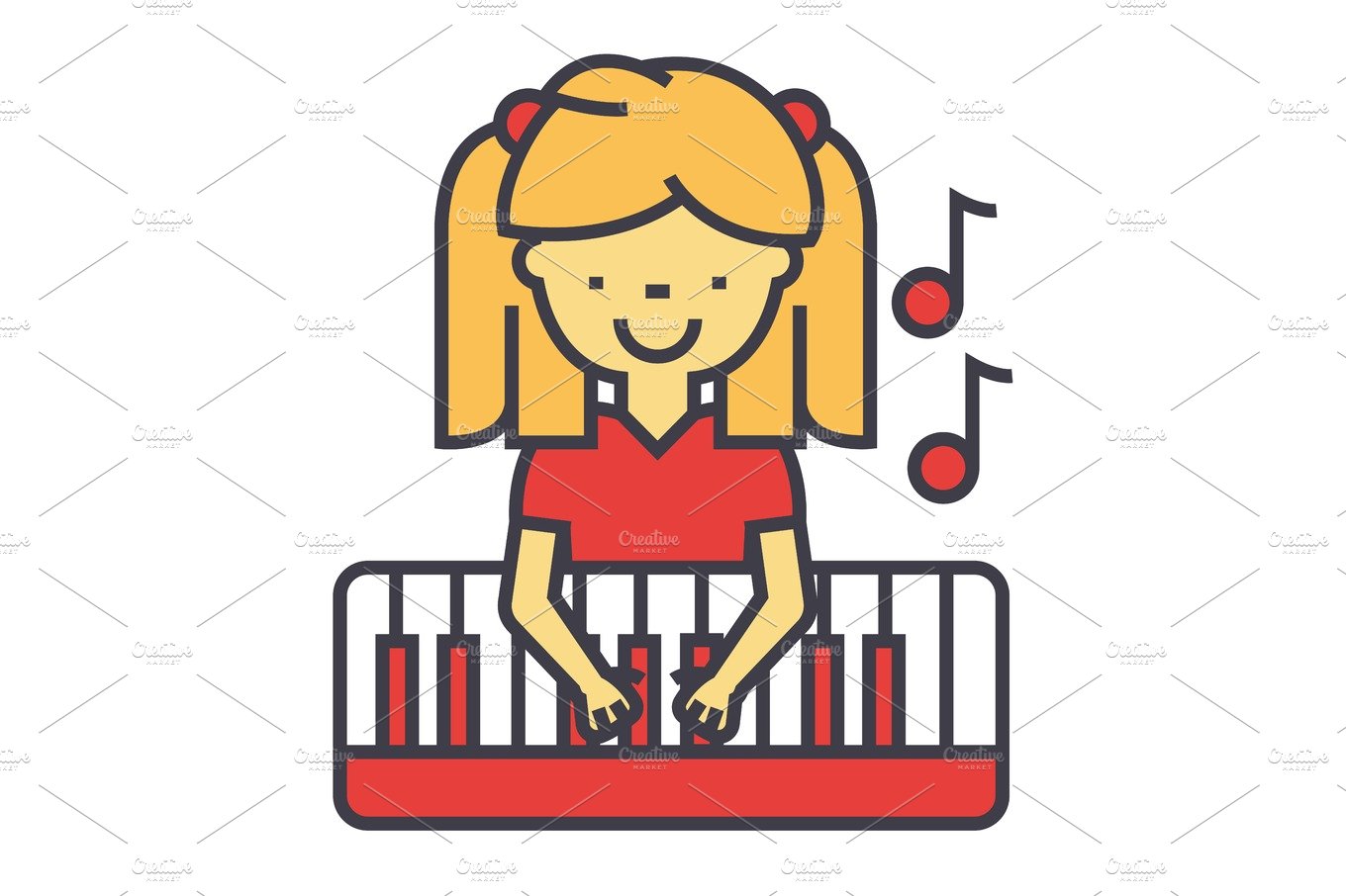 girl playing piano clip art
