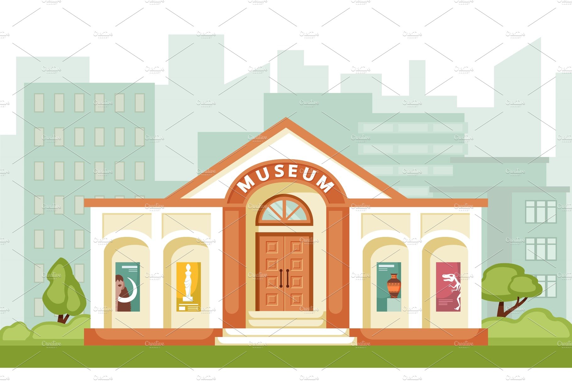 Museum building illustration cover image.