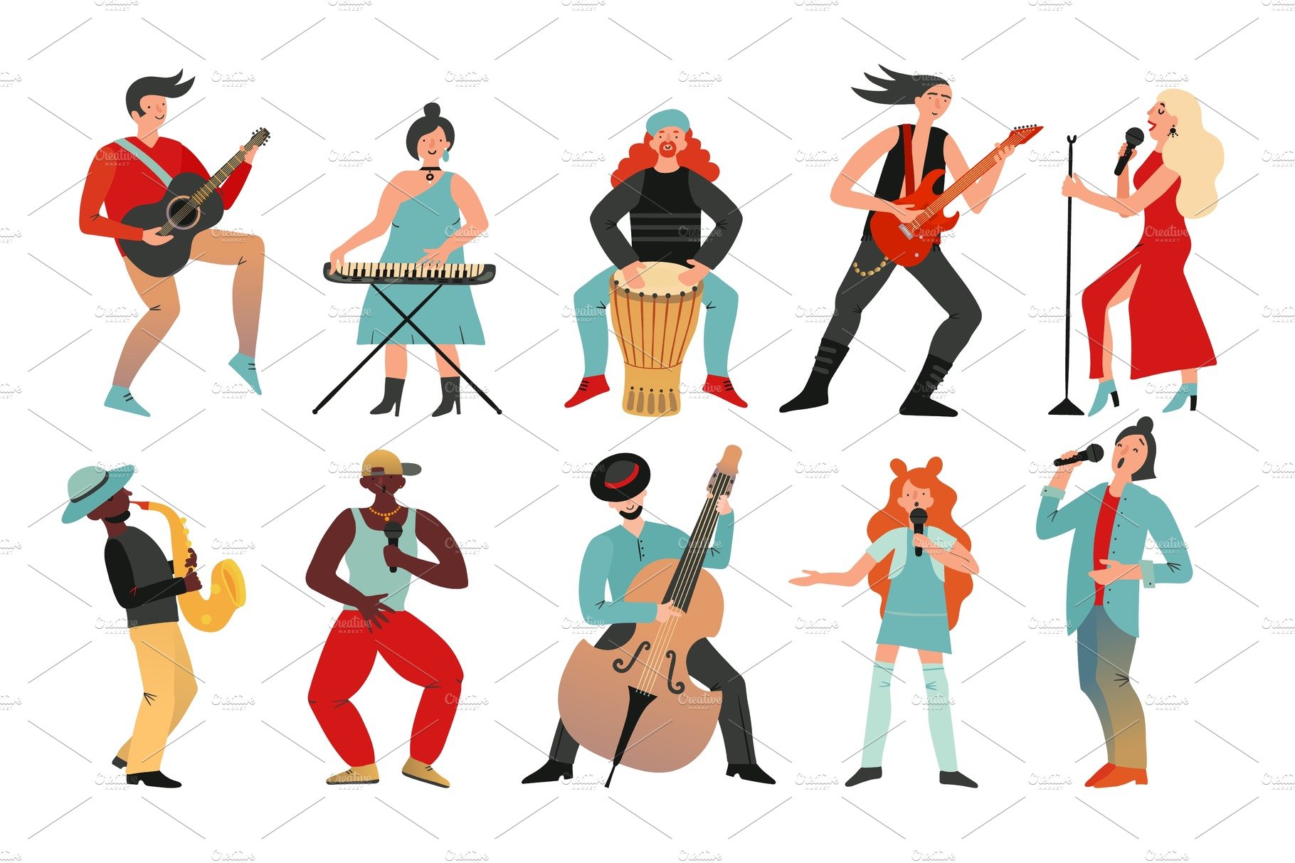 Musicians. Rock band, pop musician cover image.