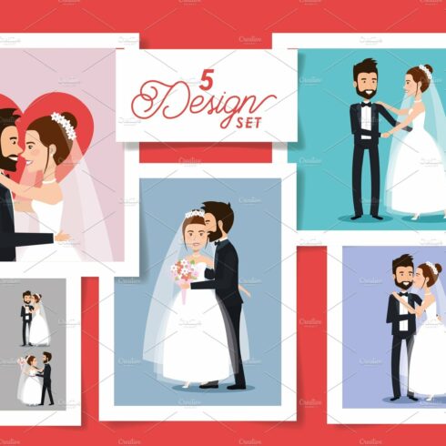 five designs of couples married cover image.