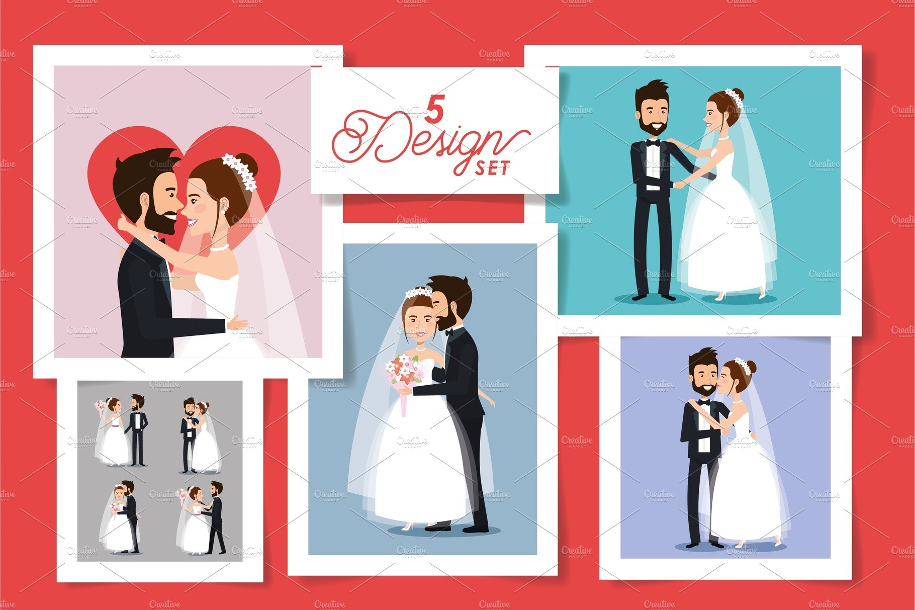 five designs of couples married cover image.