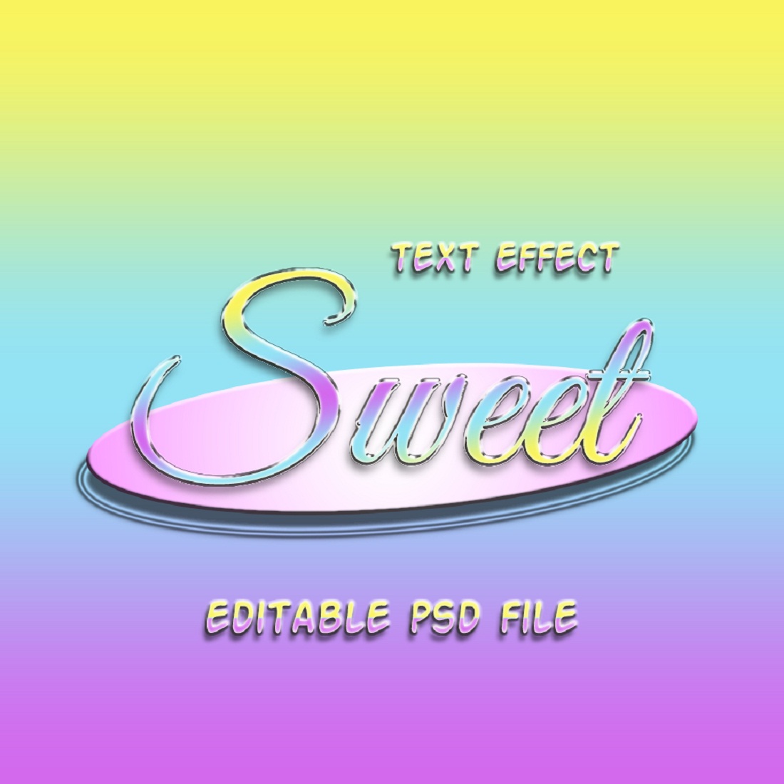sweet text effect with soft pastel color background preview image.