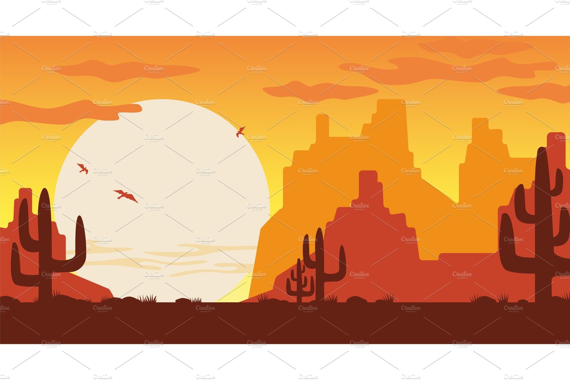 Wild west at sunset illustration cover image.