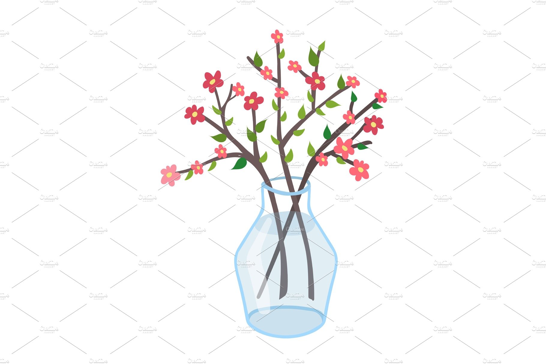 Spring glass transparent jug with cover image.