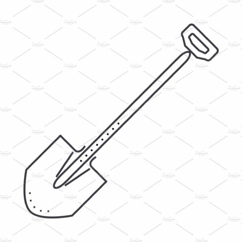 shovel vector line icon, sign, illustration on background, editable strokes cover image.