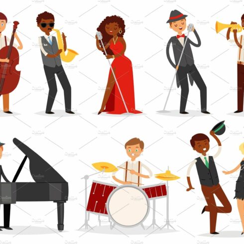 Jazz vector musician character cover image.
