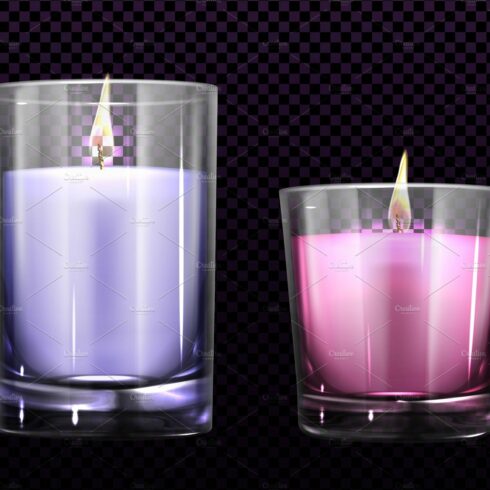Burning candles in glass jars set cover image.