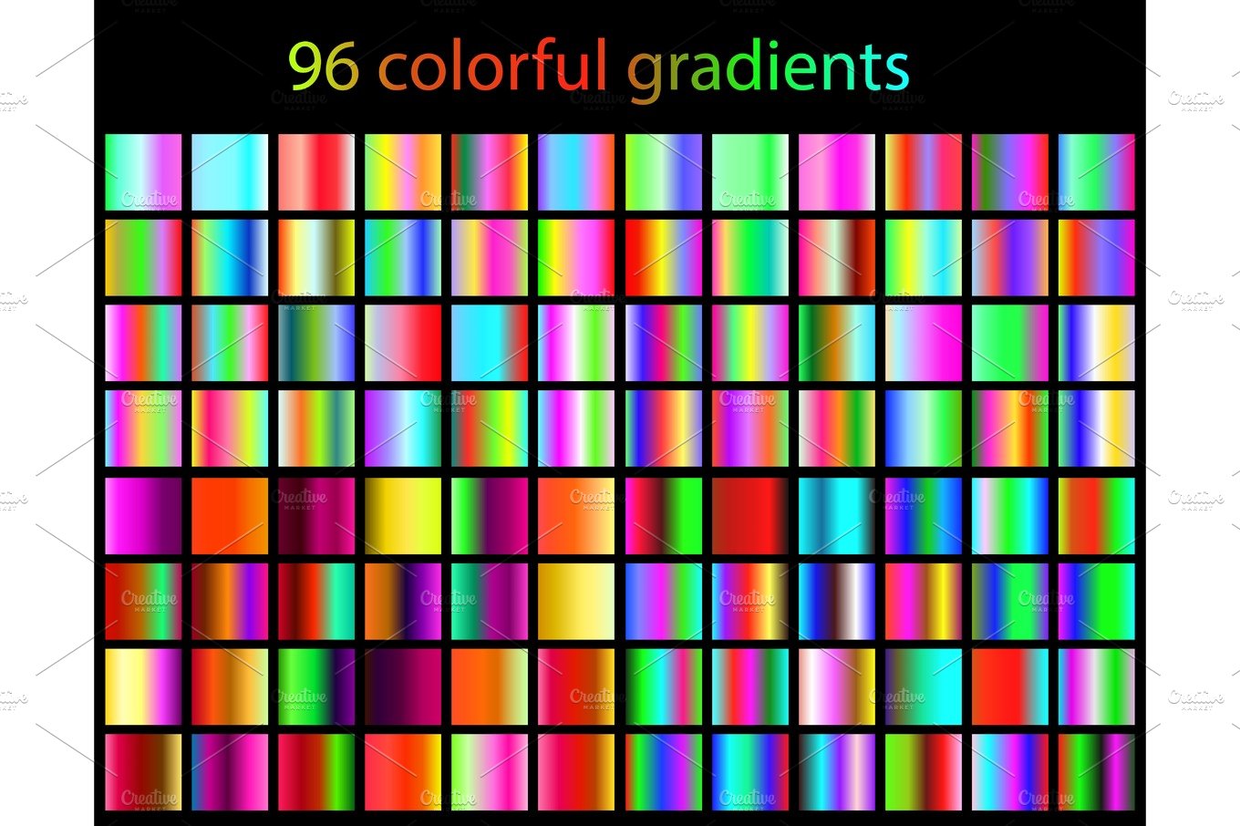 96 bright colorful gradients cover image.