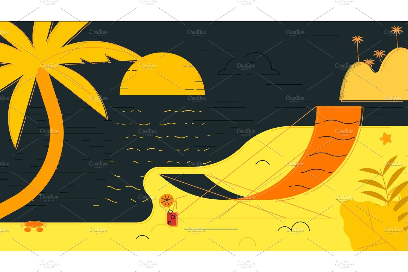 Beach Summer Vector Illustration cover image.