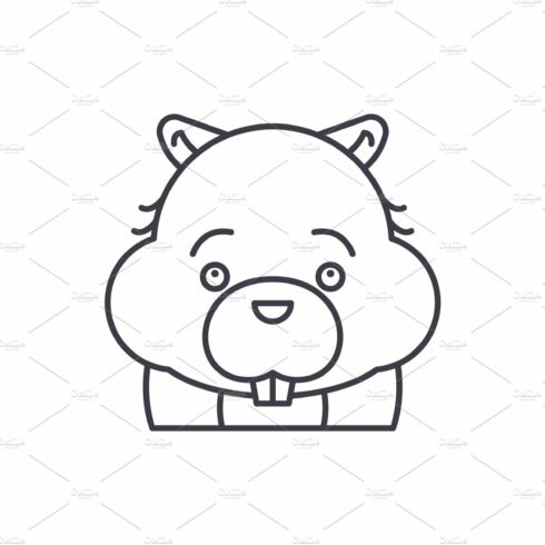 Funny beaver line icon concept cover image.