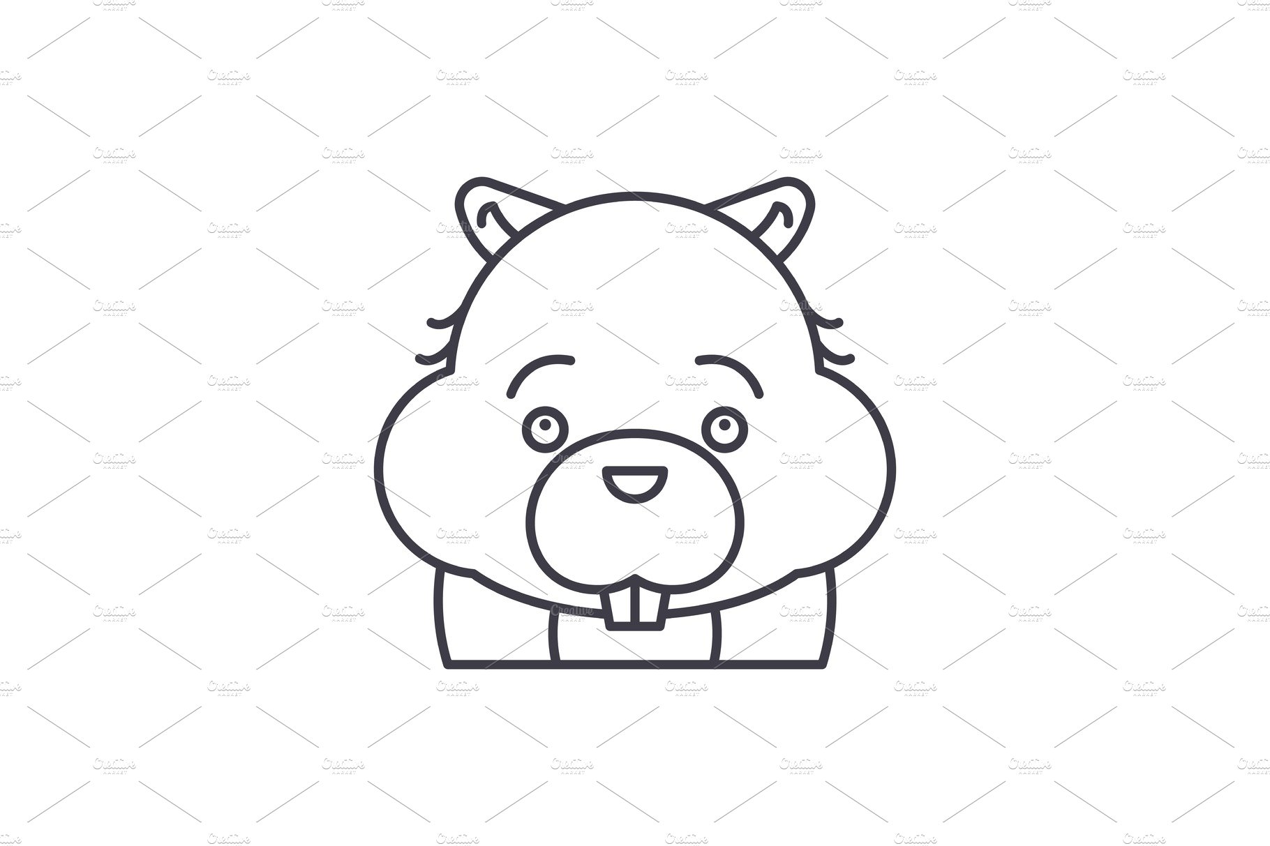 Funny beaver line icon concept cover image.