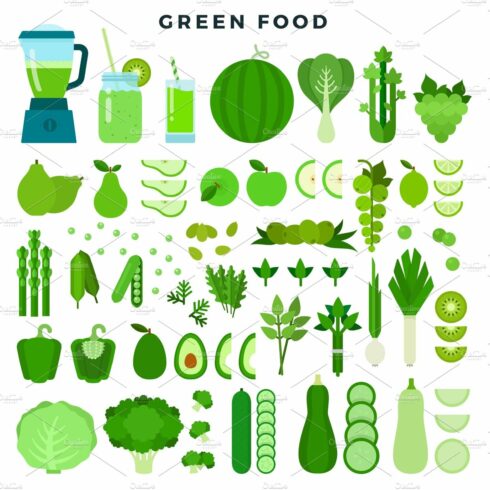 Collection of green colored food cover image.