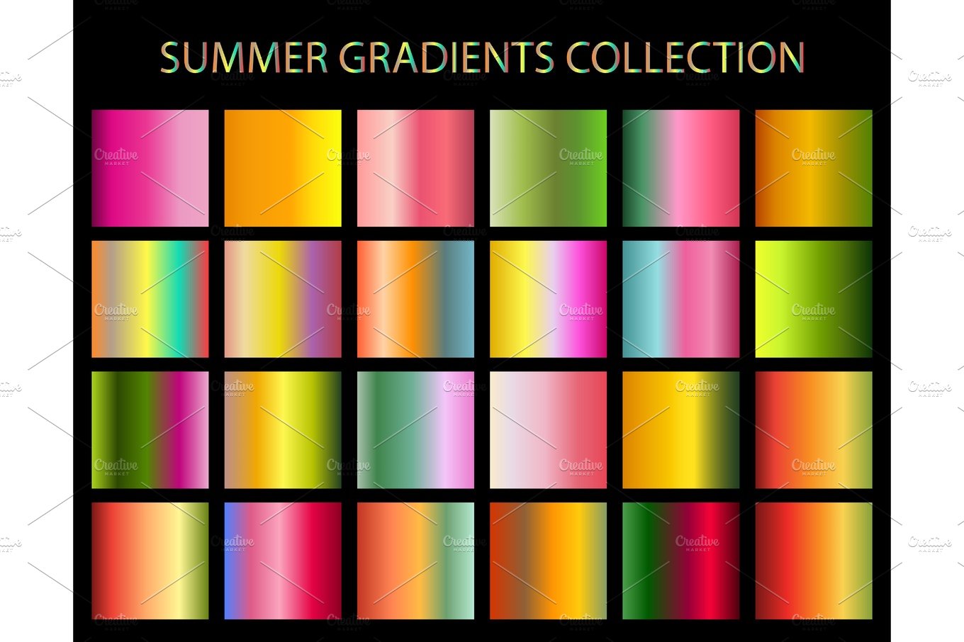 24 vector summer colors gradients cover image.