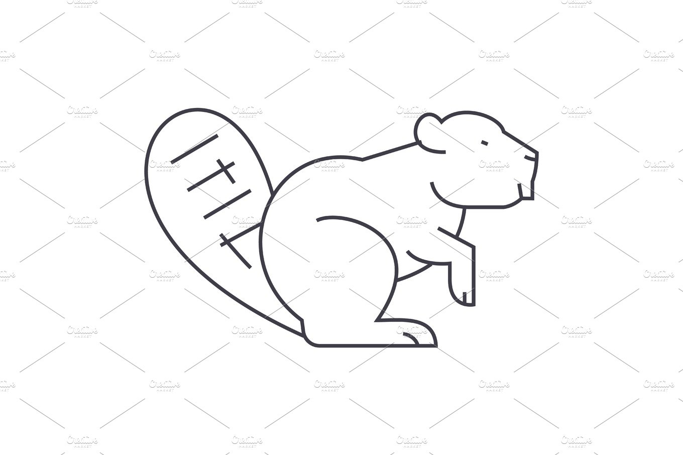 beaver vector line icon, sign, illustration on background, editable strokes cover image.