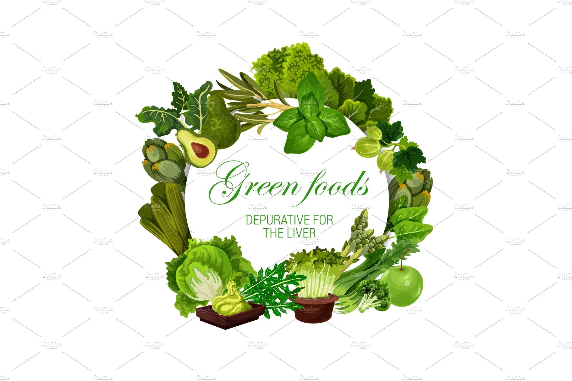 Color diet, green food cover image.