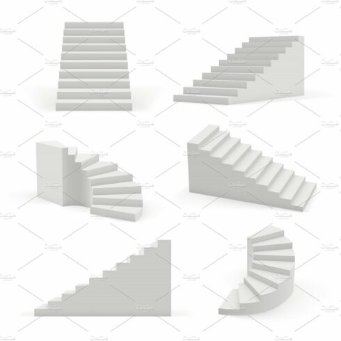 Stairs modern. 3d white cover image.