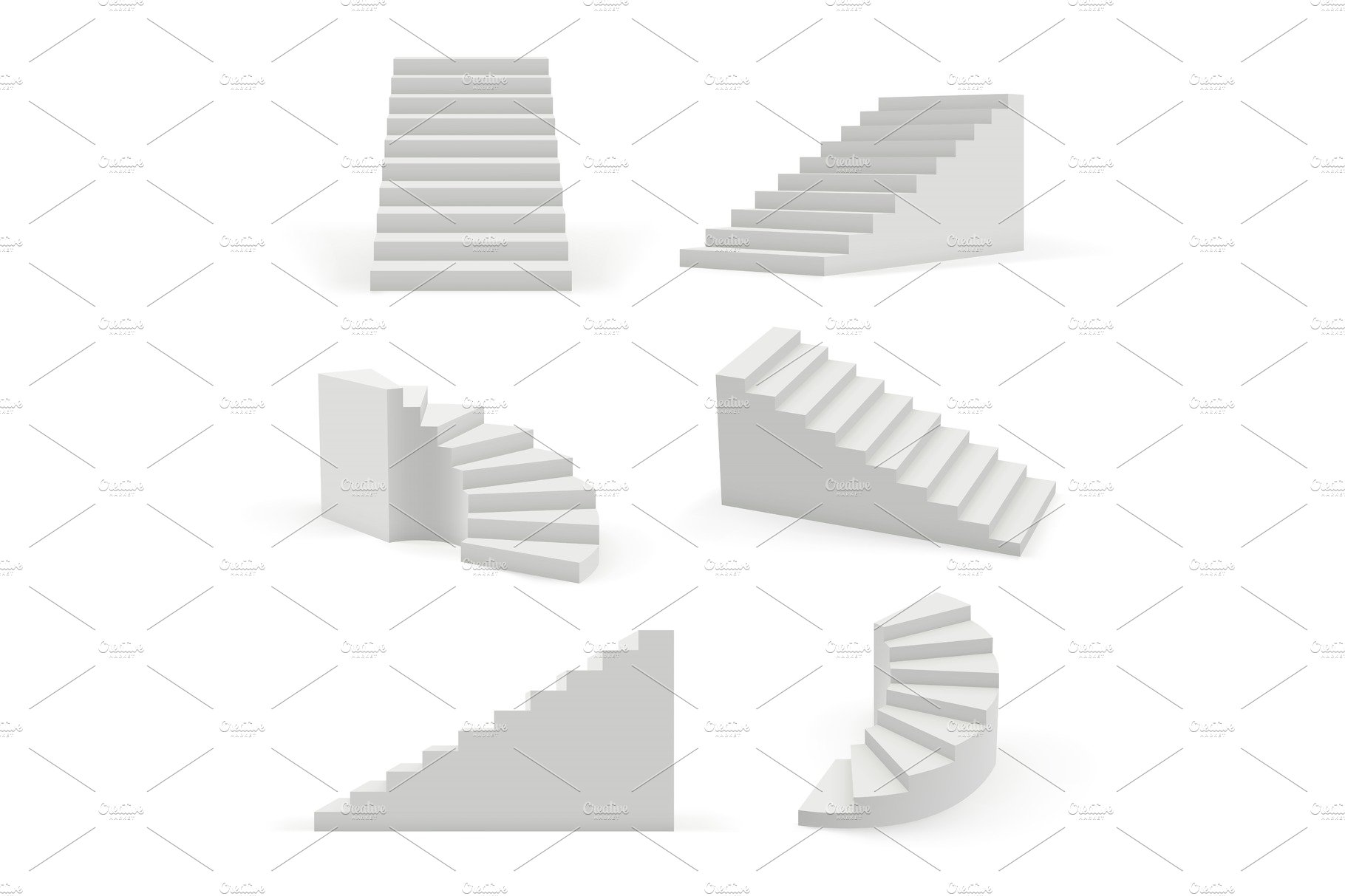 Stairs modern. 3d white cover image.