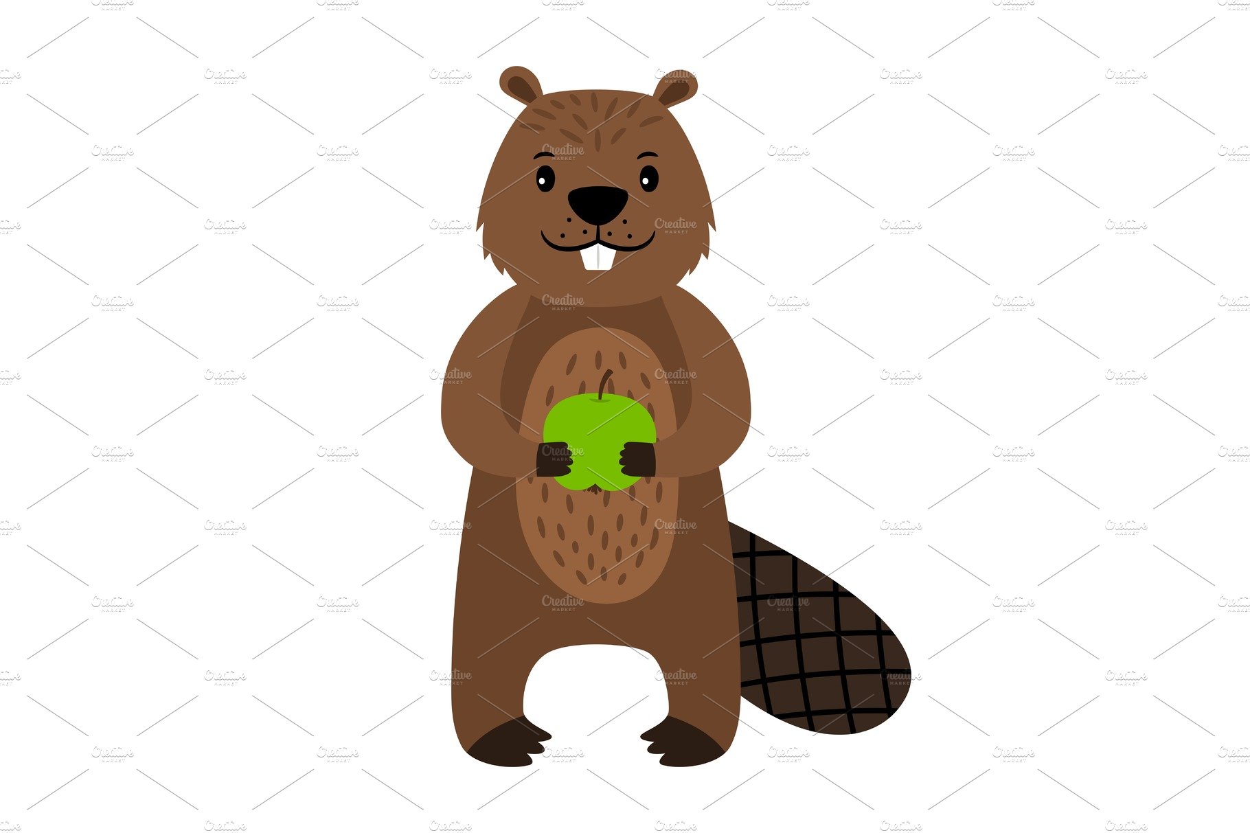 Beaver. Vector cartoon beaver character isolated cover image.