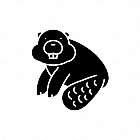 Beaver black icon, vector sign on cover image.