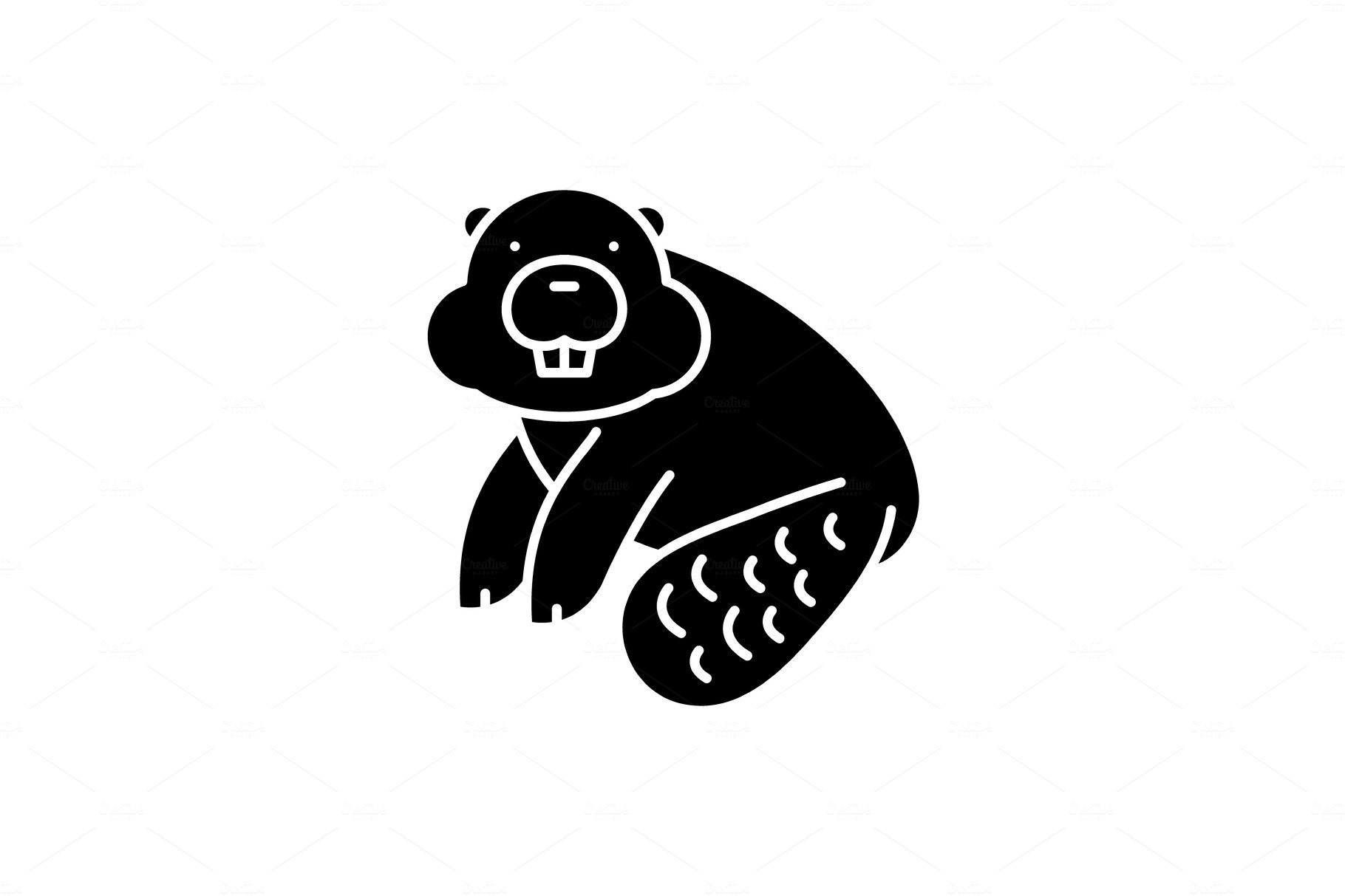 Beaver black icon, vector sign on cover image.