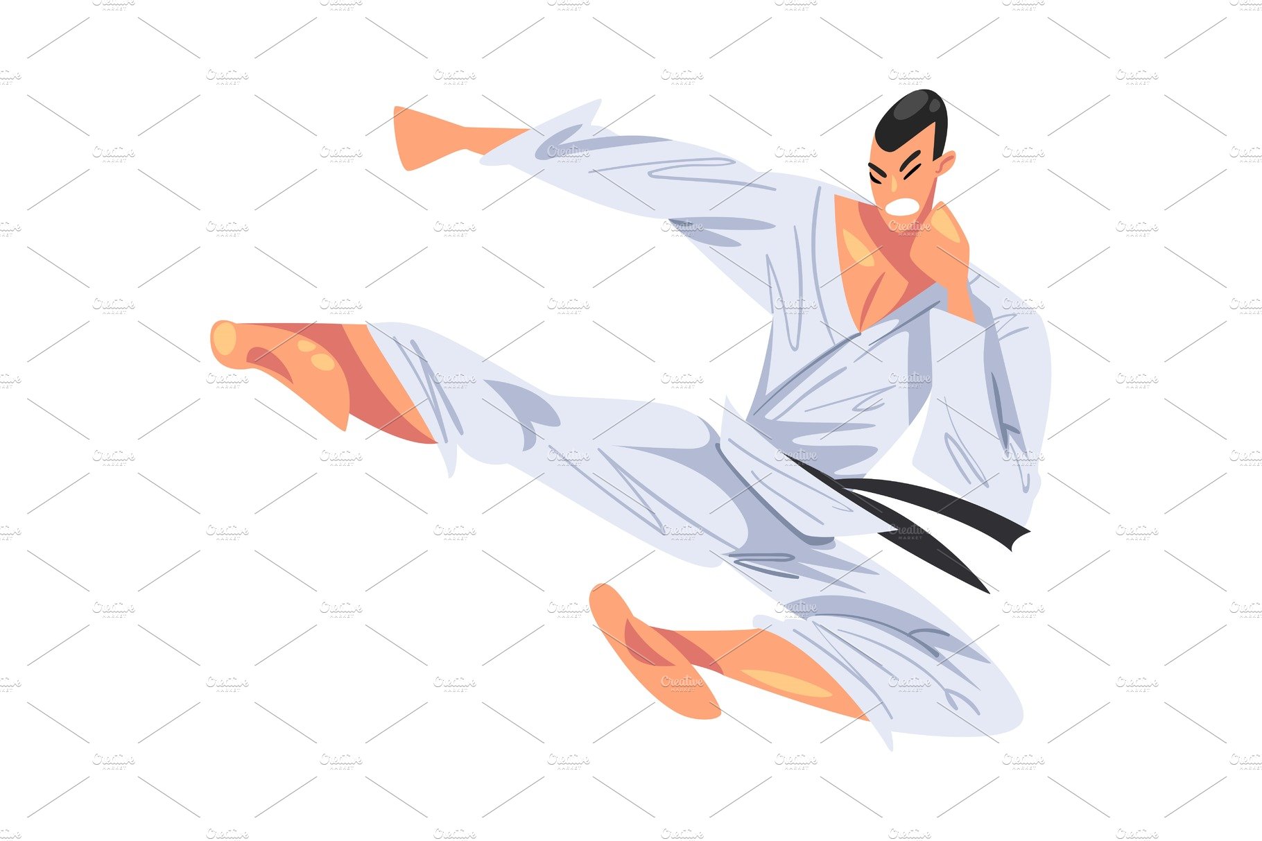 Man Jumping Side Kick, Male Karate cover image.