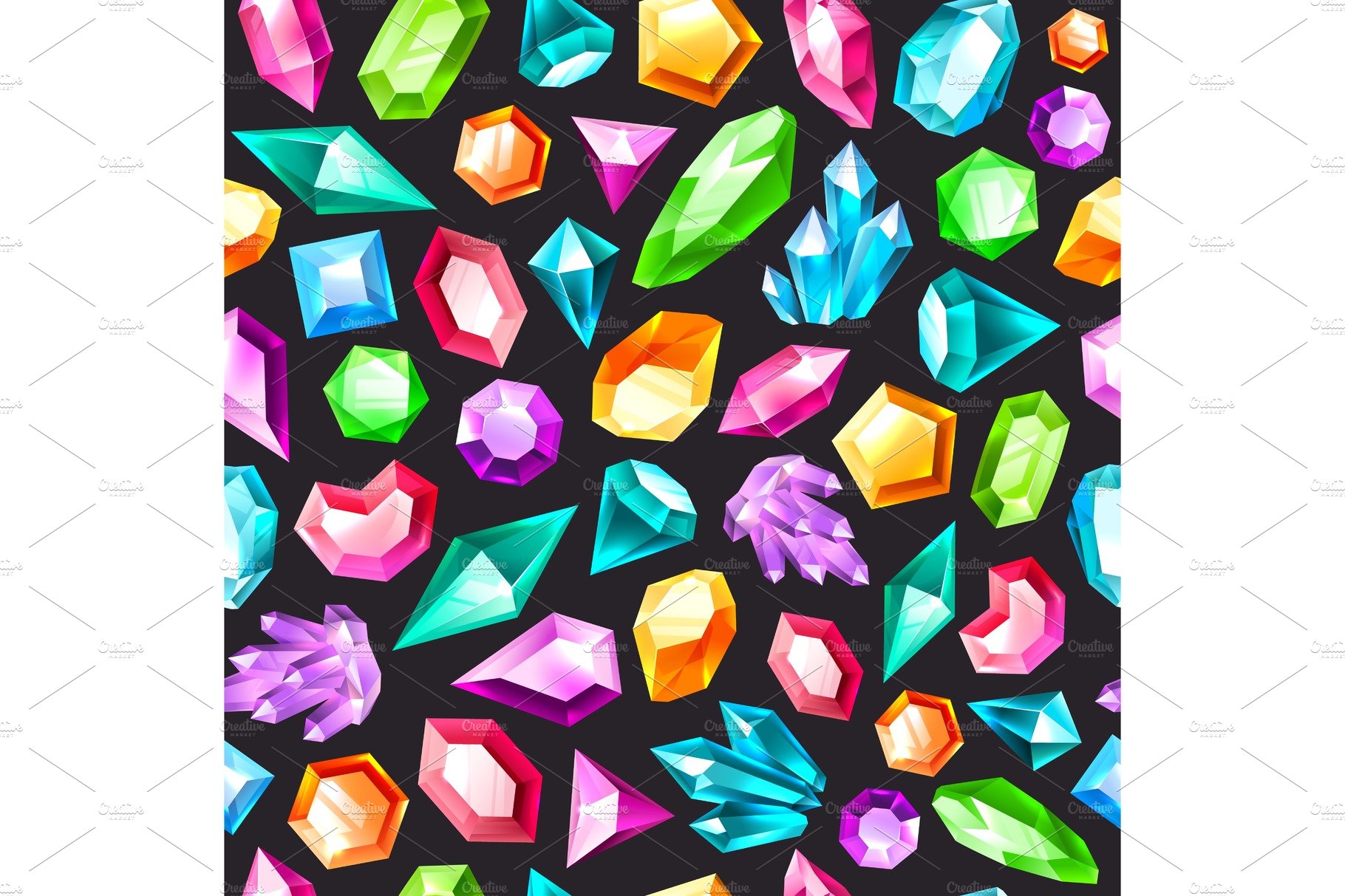 Gem seamless pattern. Gemstones cover image.
