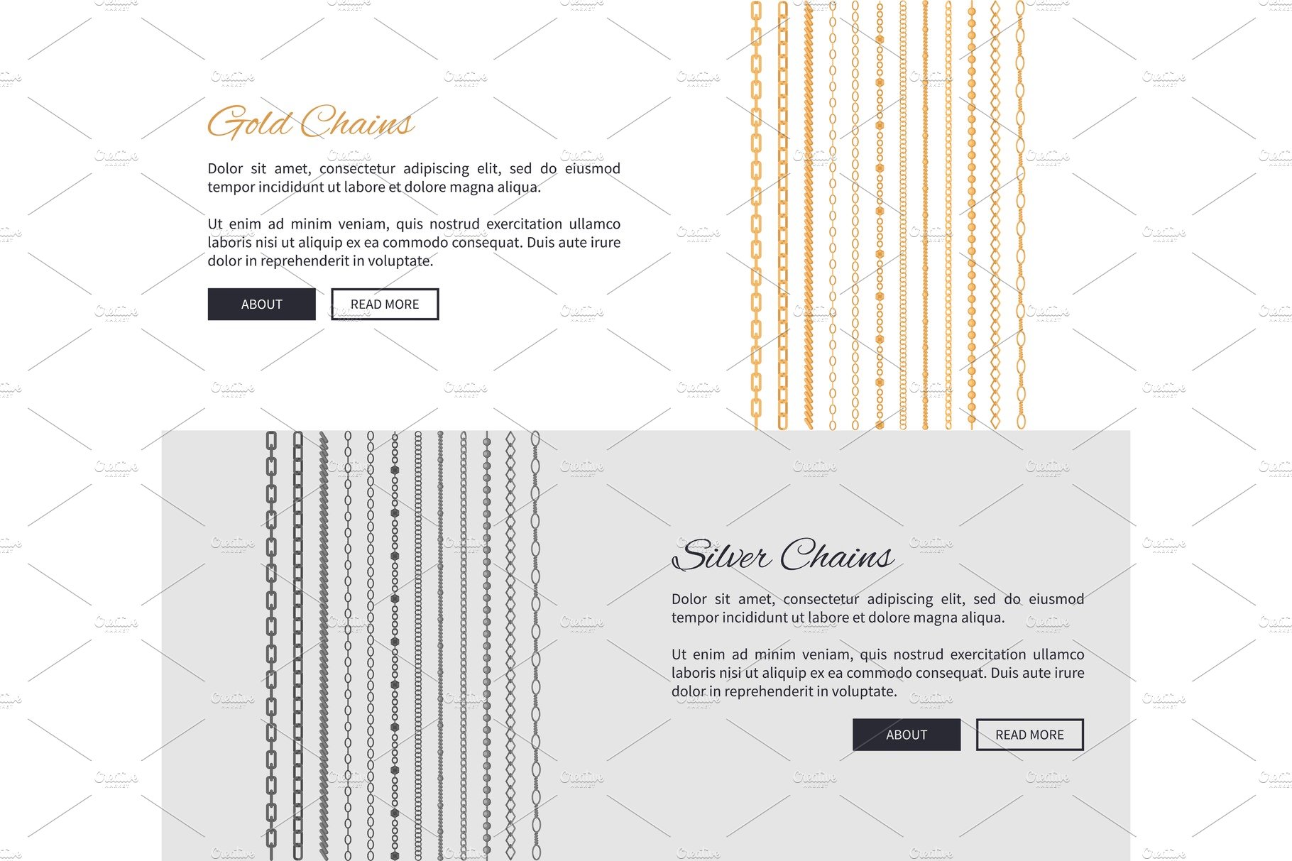 Gold and Silver Chains Page Vector Illustration cover image.
