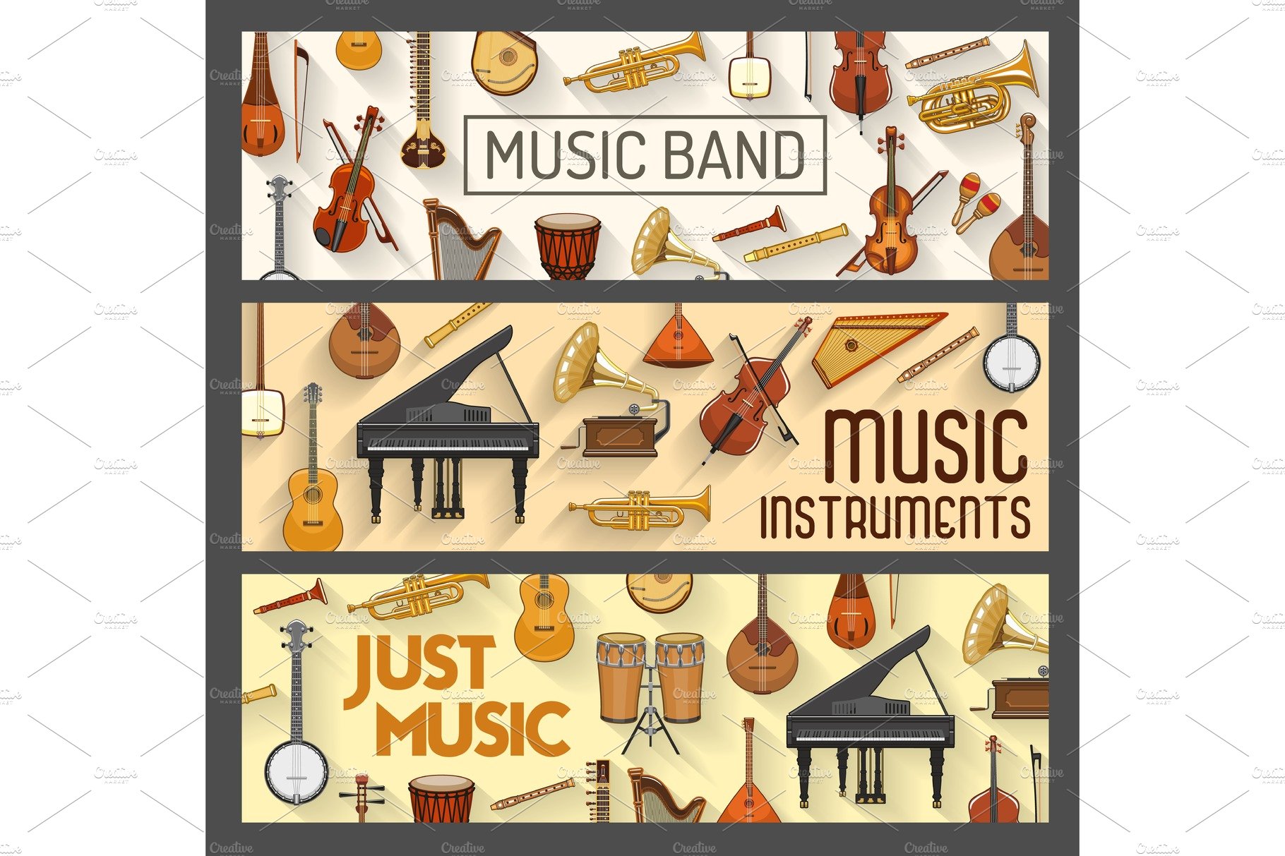 Musical instruments, music band cover image.