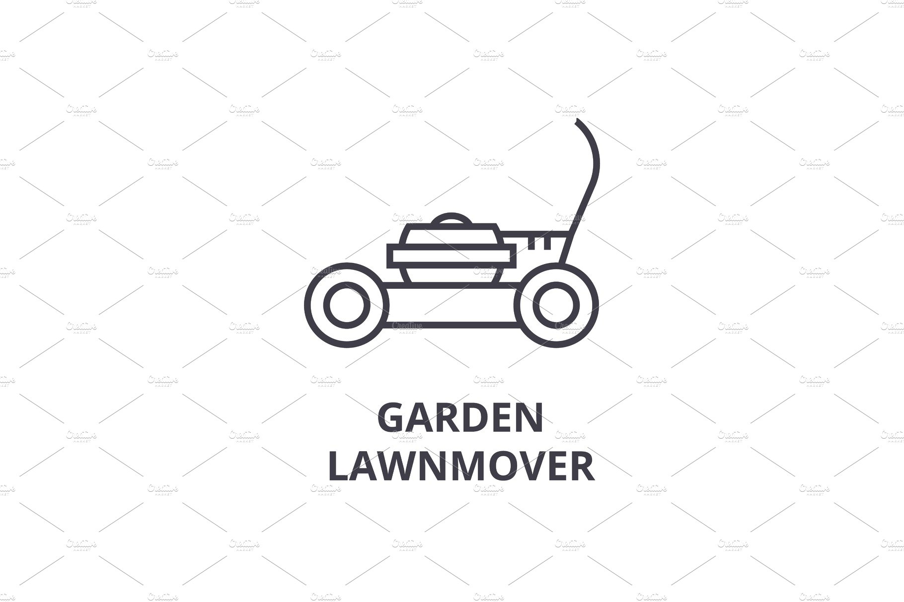 garden lawnmover line icon, outline sign, linear symbol, vector, flat illus... cover image.