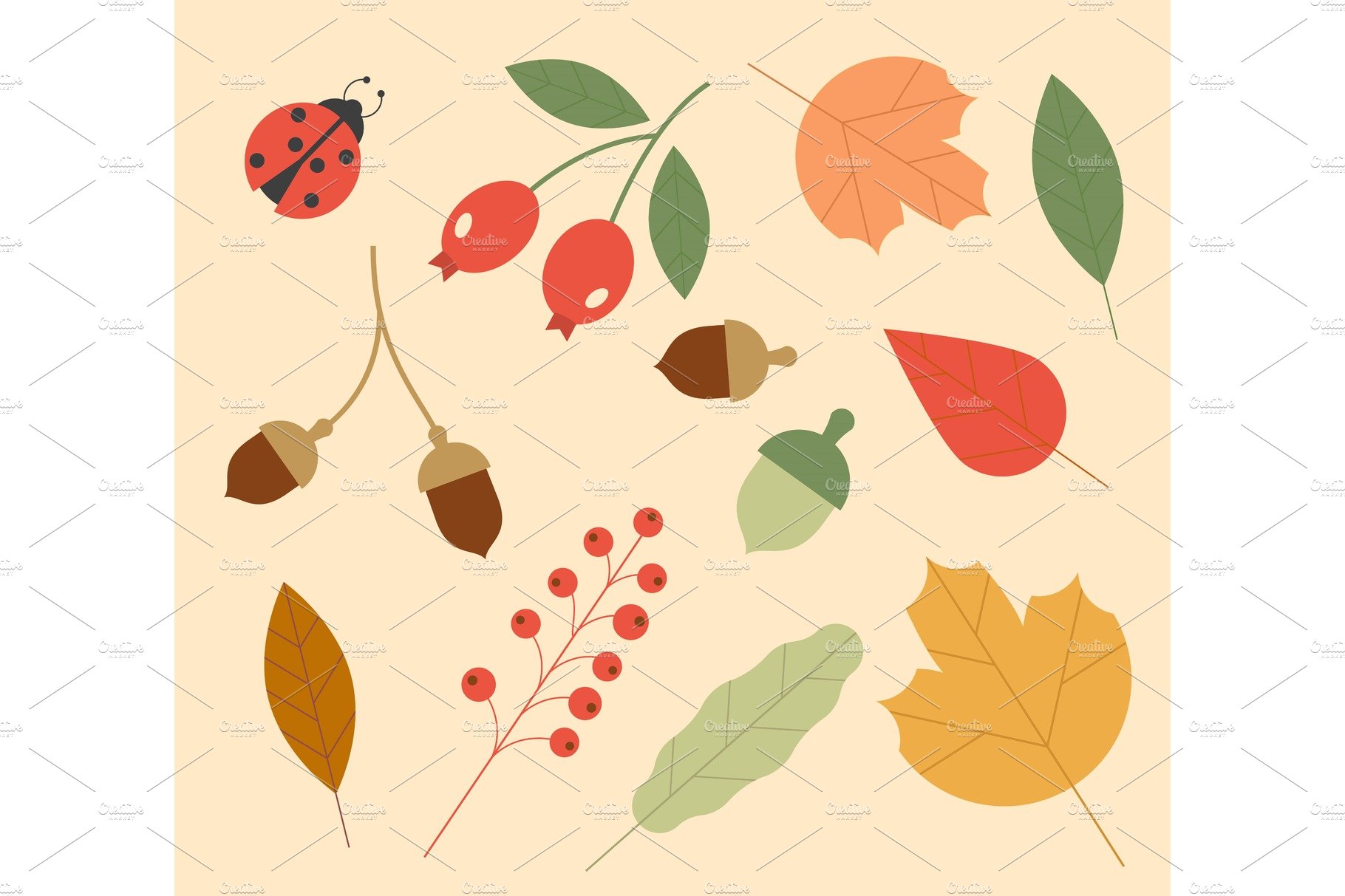 Icons of Autumn. Set of colorful cover image.