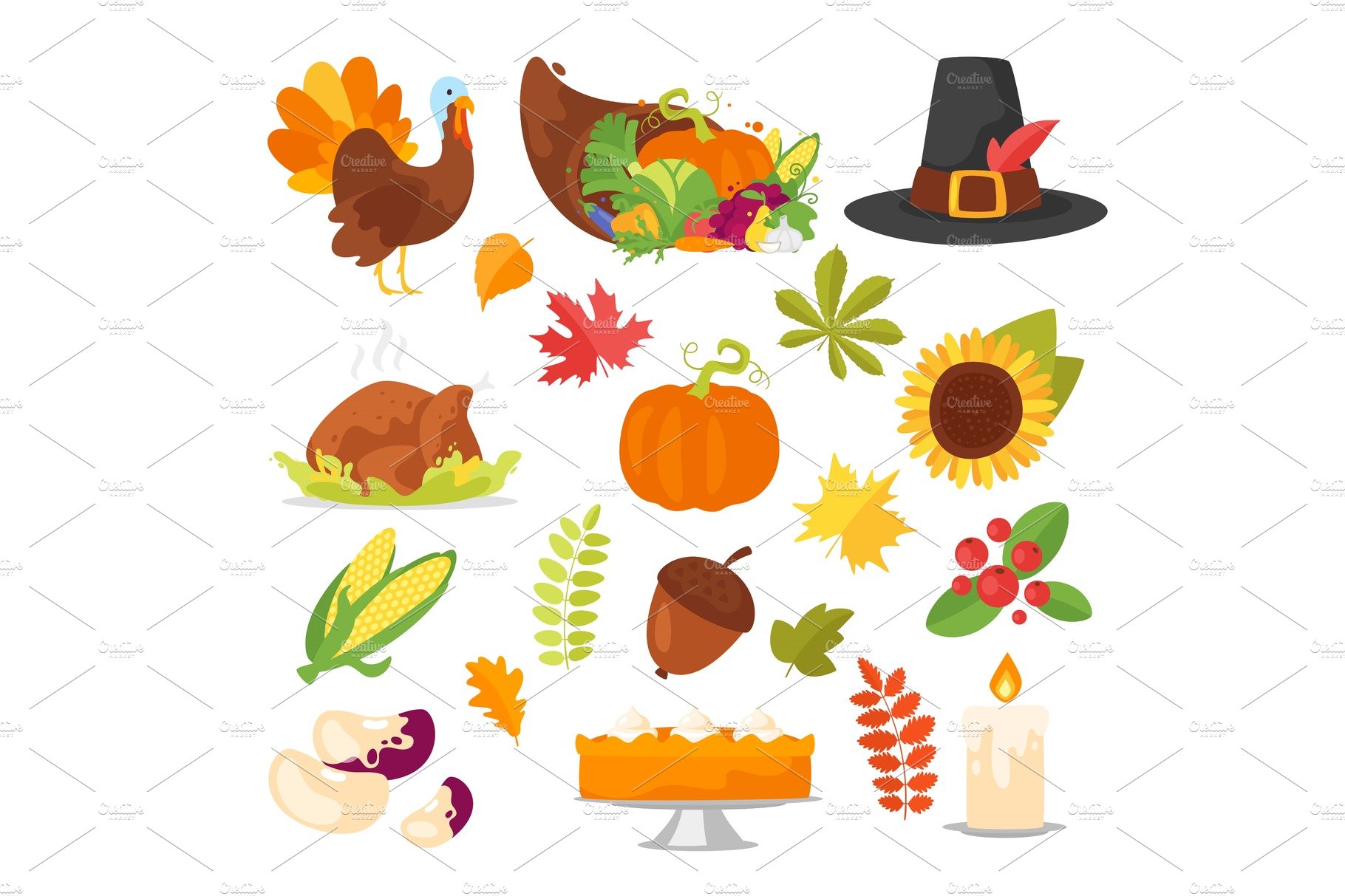 colorful Thanksgiving symbols cover image.