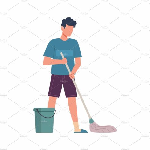 Men doing chores. Male character cover image.