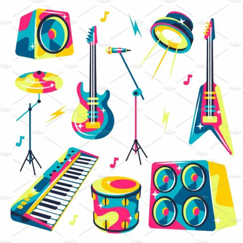 Set of musical instruments. cover image.