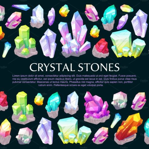 Crystals, precious gems and jewelry cover image.