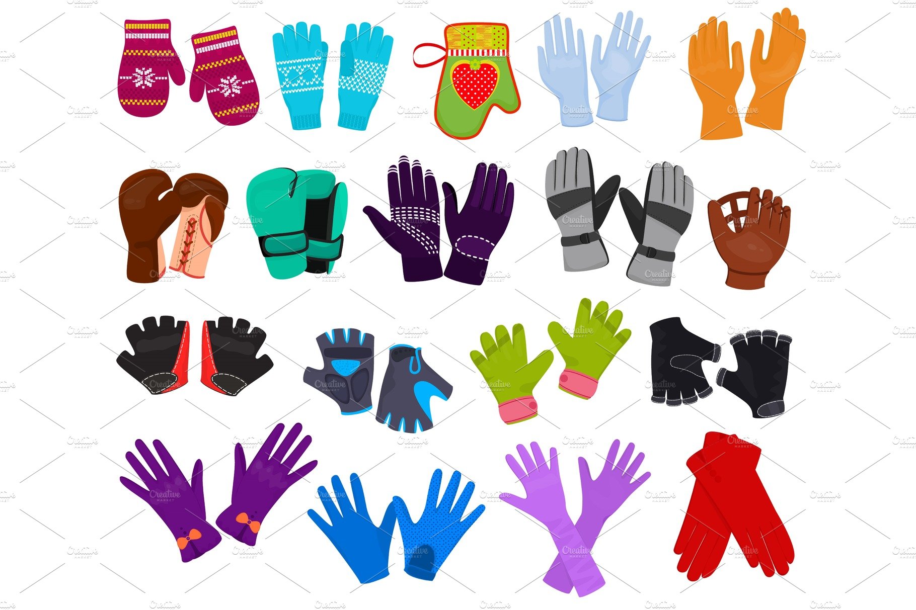 Glove vector woolen xmas mittens and cover image.