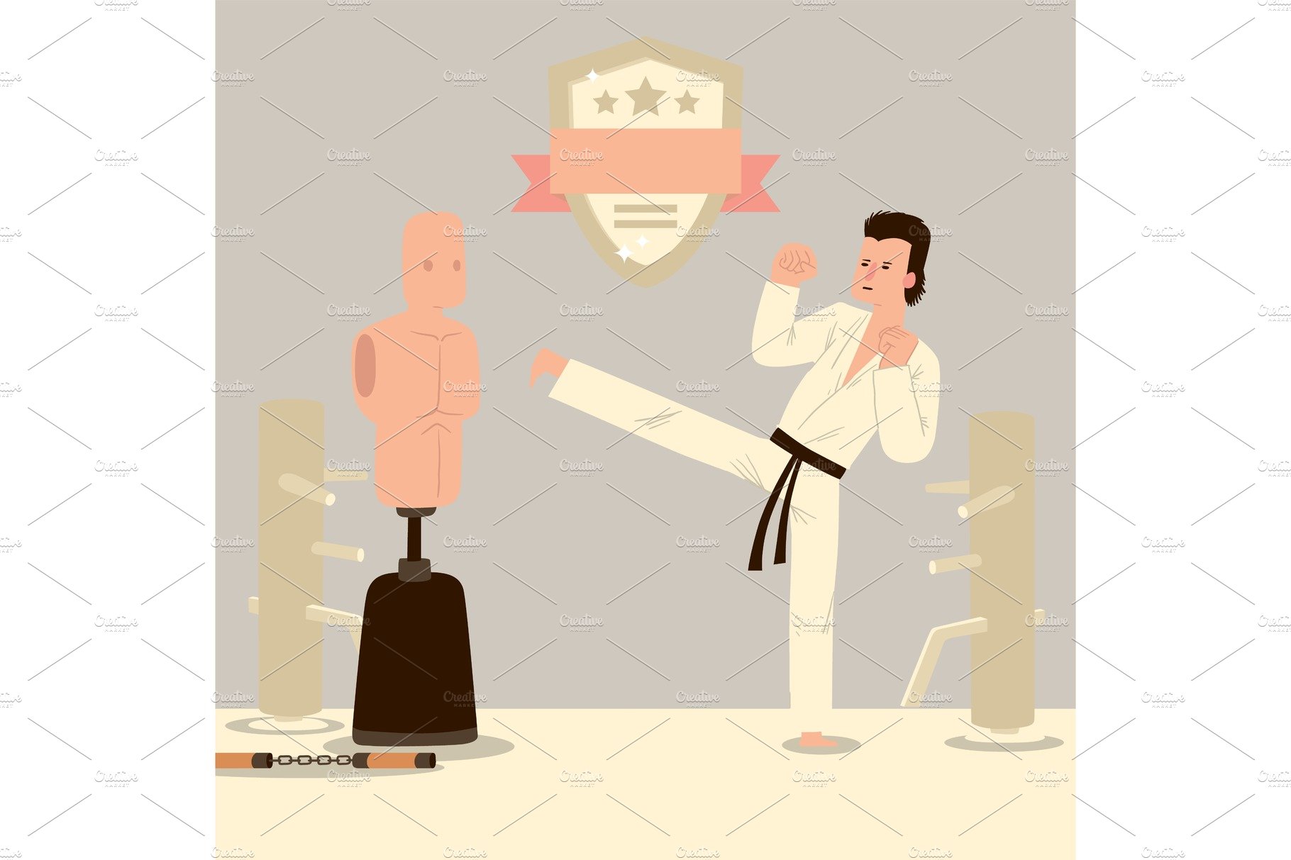 Man karate fighter, martial arts cover image.