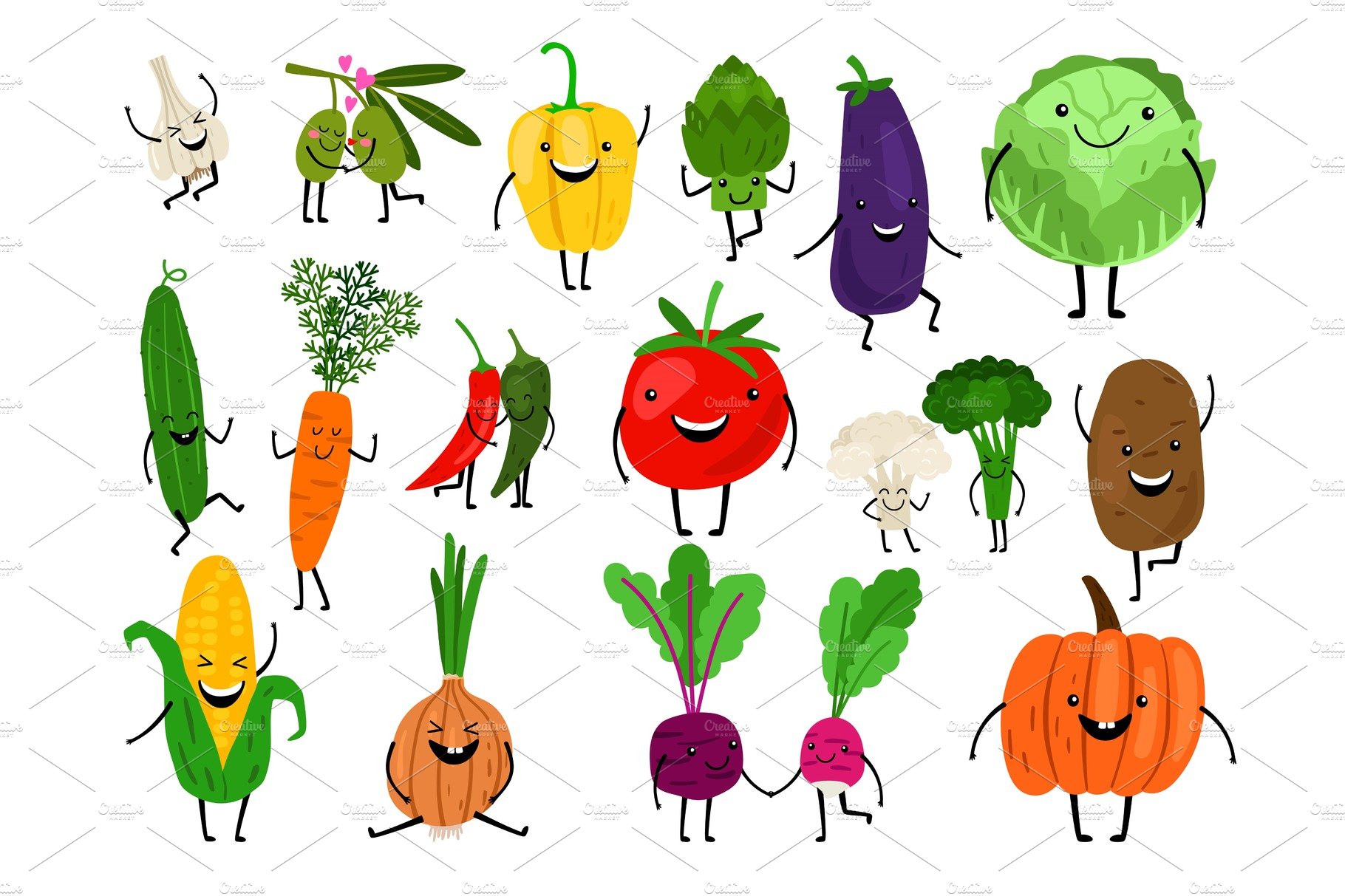 41049578-Cartoon-vegetables-characters-with-tomato-carrot-cucumber