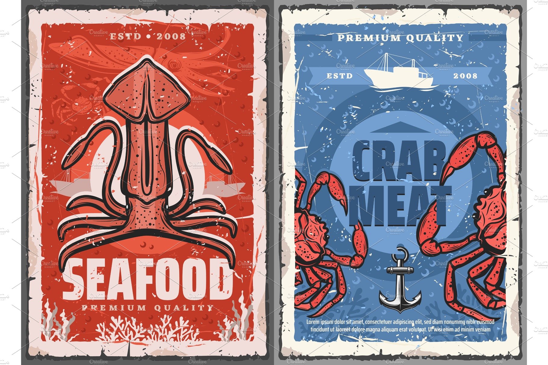 Seafood squid and crab meat cover image.