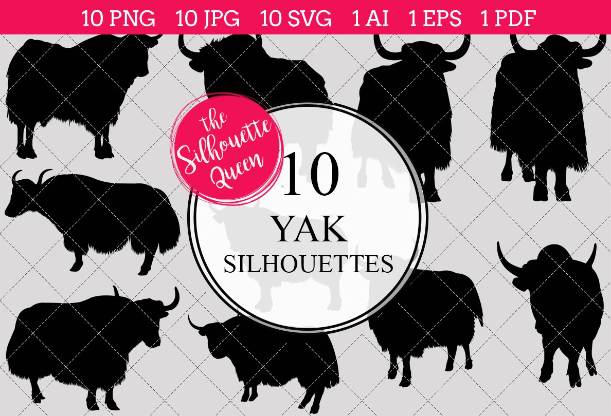 Yak silhouette vector graphics cover image.