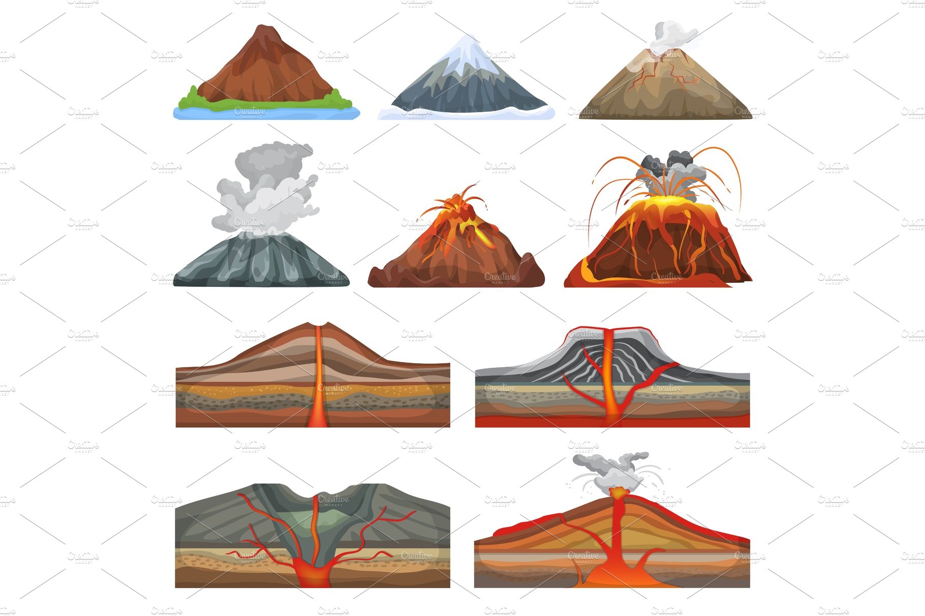 Volcano vector eruption and volcanism or explosion convulsion of nature vol... cover image.