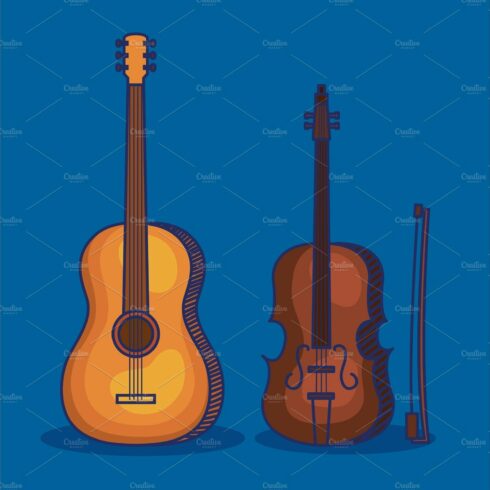 set of violin and guitar instruments cover image.