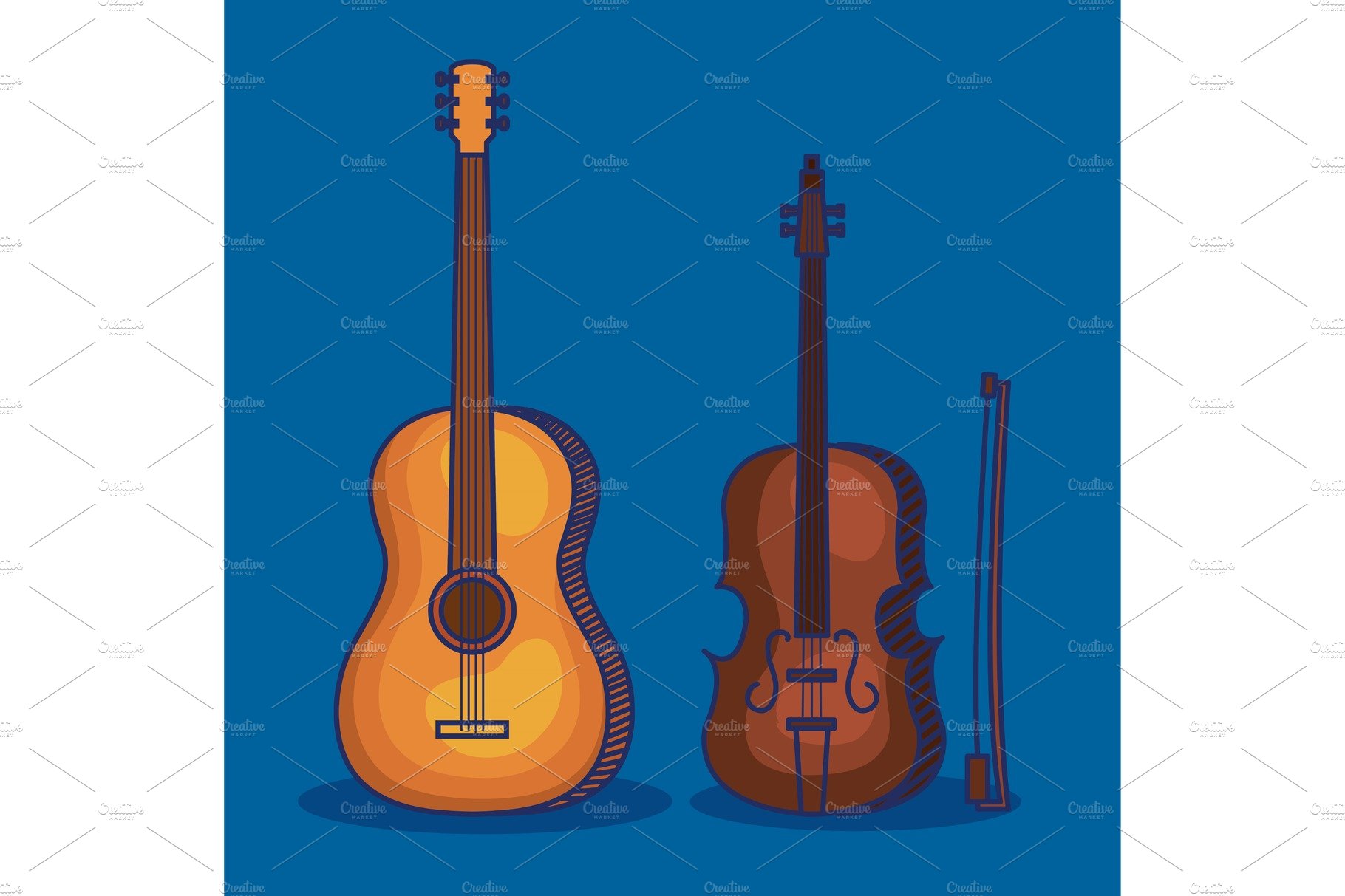 set of violin and guitar instruments cover image.