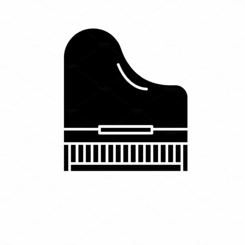 Piano black icon, vector sign on cover image.